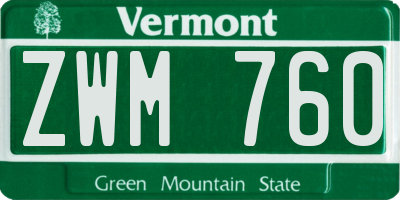 VT license plate ZWM760