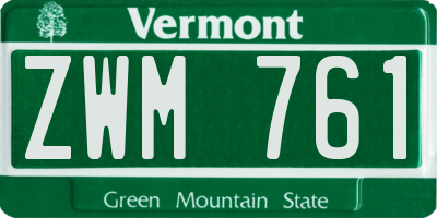 VT license plate ZWM761