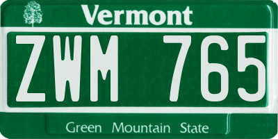VT license plate ZWM765
