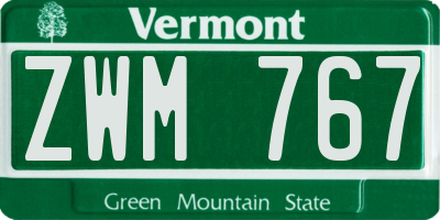 VT license plate ZWM767