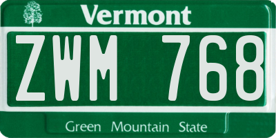 VT license plate ZWM768