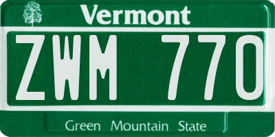 VT license plate ZWM770