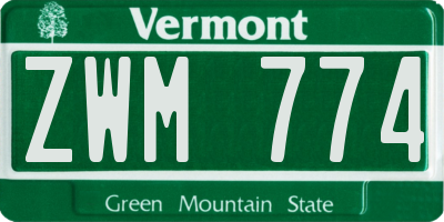 VT license plate ZWM774