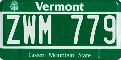 VT license plate ZWM779
