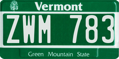VT license plate ZWM783