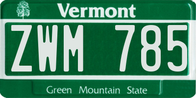 VT license plate ZWM785