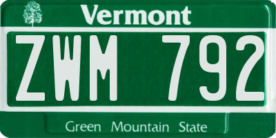 VT license plate ZWM792