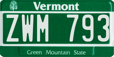 VT license plate ZWM793