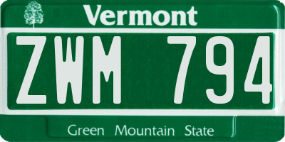 VT license plate ZWM794