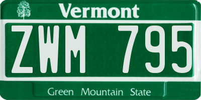VT license plate ZWM795