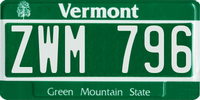 VT license plate ZWM796