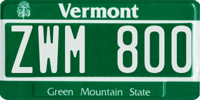 VT license plate ZWM800