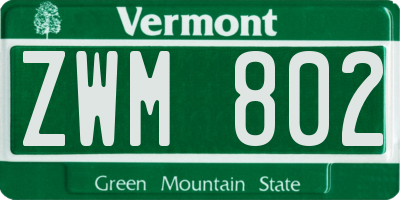 VT license plate ZWM802