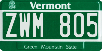 VT license plate ZWM805