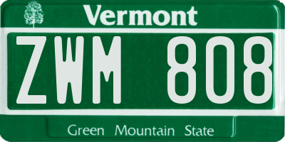 VT license plate ZWM808