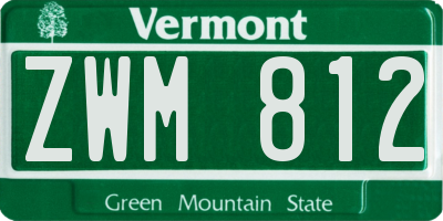 VT license plate ZWM812