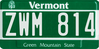 VT license plate ZWM814