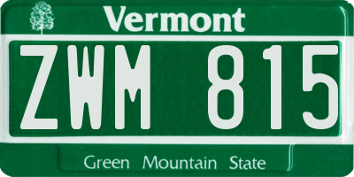 VT license plate ZWM815