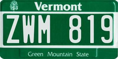 VT license plate ZWM819