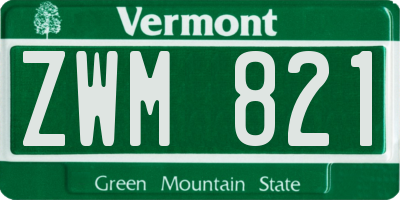 VT license plate ZWM821