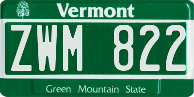 VT license plate ZWM822
