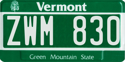 VT license plate ZWM830