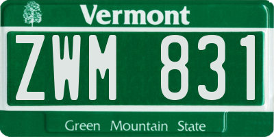 VT license plate ZWM831