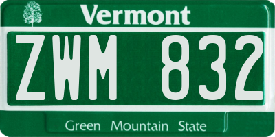 VT license plate ZWM832
