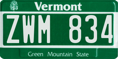 VT license plate ZWM834