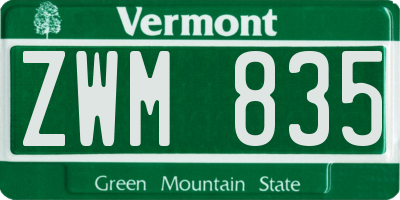 VT license plate ZWM835
