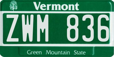 VT license plate ZWM836