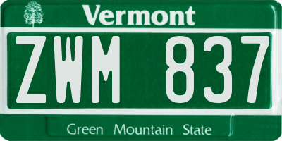VT license plate ZWM837