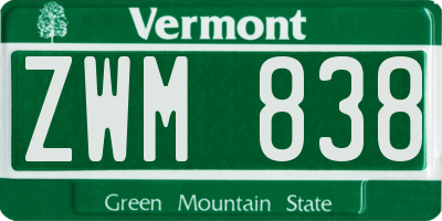 VT license plate ZWM838