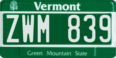VT license plate ZWM839