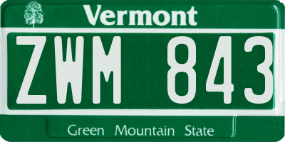 VT license plate ZWM843