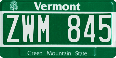 VT license plate ZWM845