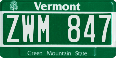 VT license plate ZWM847