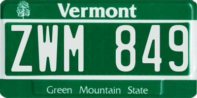 VT license plate ZWM849