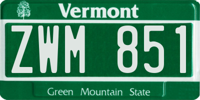 VT license plate ZWM851