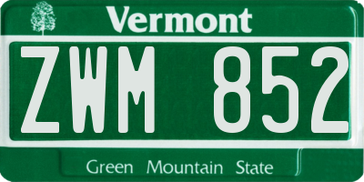 VT license plate ZWM852