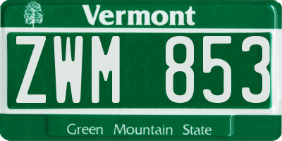 VT license plate ZWM853