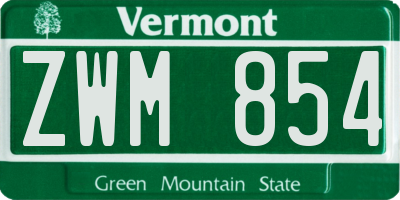 VT license plate ZWM854