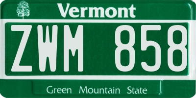 VT license plate ZWM858