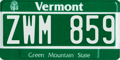 VT license plate ZWM859