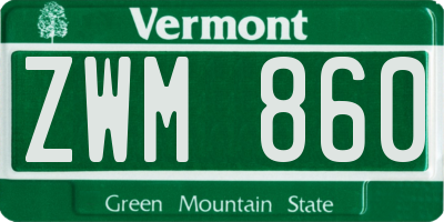 VT license plate ZWM860