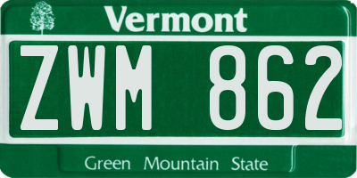 VT license plate ZWM862