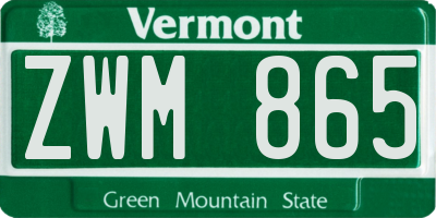 VT license plate ZWM865