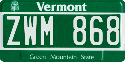 VT license plate ZWM868