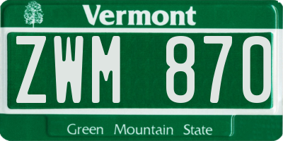 VT license plate ZWM870