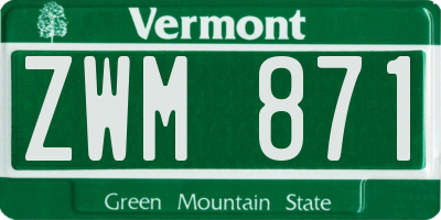 VT license plate ZWM871